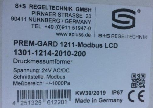 S+S REGELTECHNIK-PREM- GARD 1211 MODBUS LCD